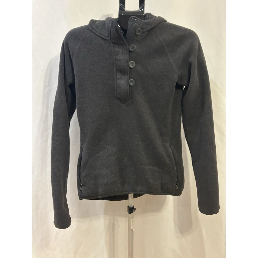 The North Face Hooded Gray Button-Up Henley Sweater Women's size L - Picture 1 of 3